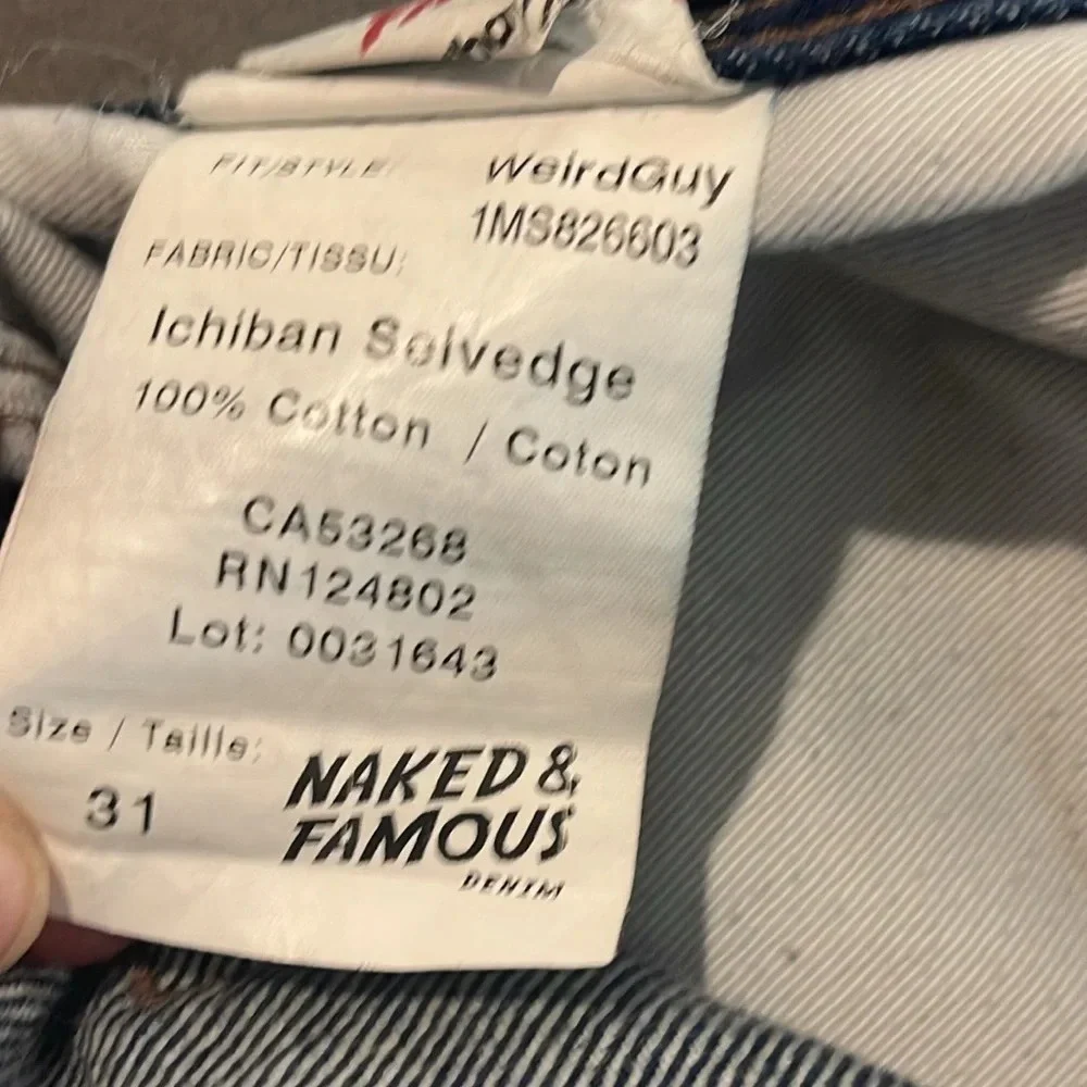 Naked & Famous indigo Selvedge Denim Weird Guy Fit size 31